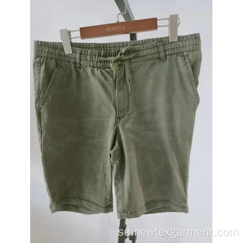 bomull twill elastisk midja med slips herr shorts